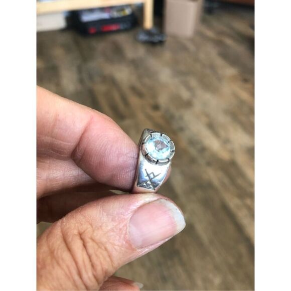 Ring, Mens Blue Topaz Ring, Sterling Silver, size 8.5, Handmade, Celtic Design - Picture 3 of 6